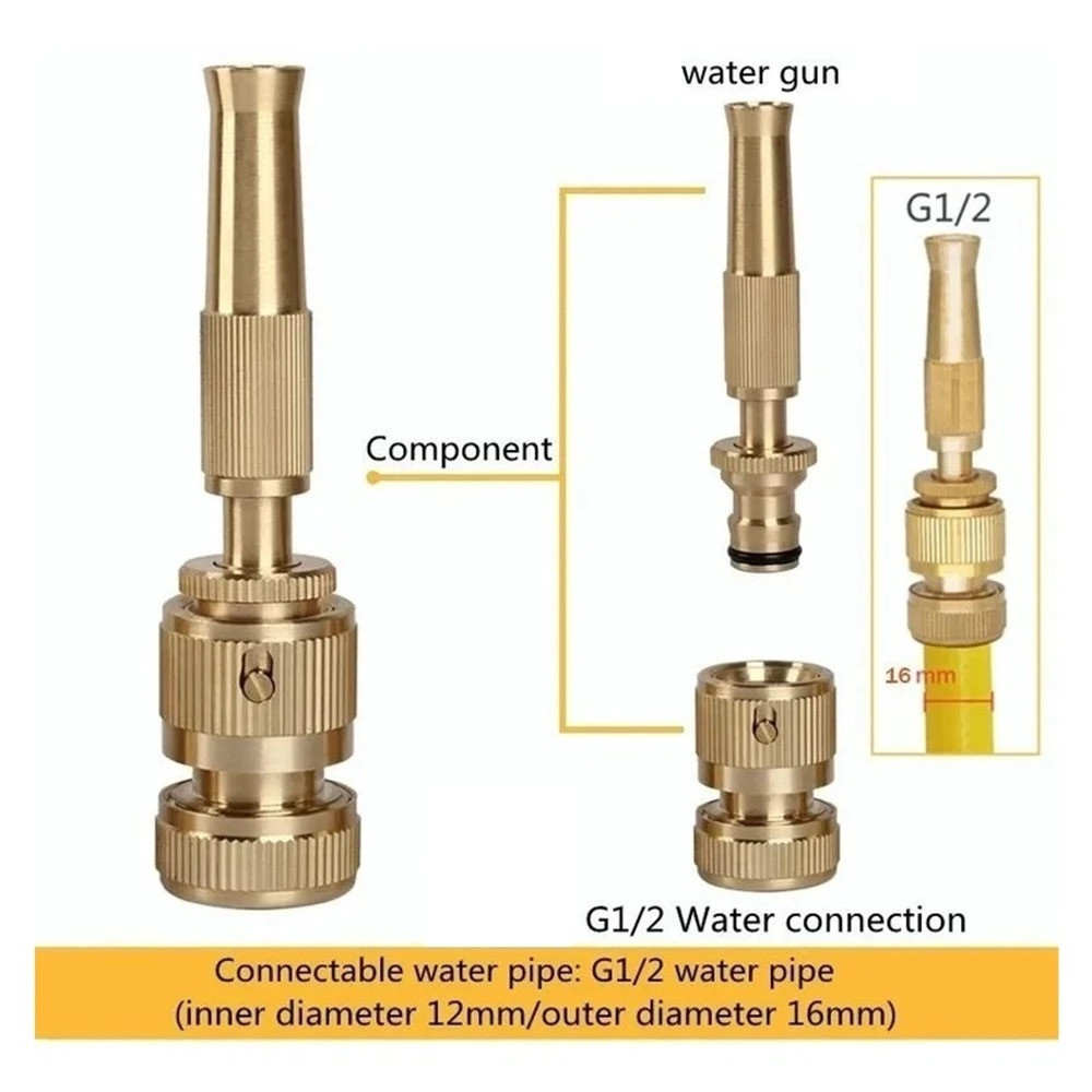 Bico de Mangueira de Compressão 1/2 + Conector Esguicho – Para Limpeza e Irrigação de Jardim — imagem 2 de 2