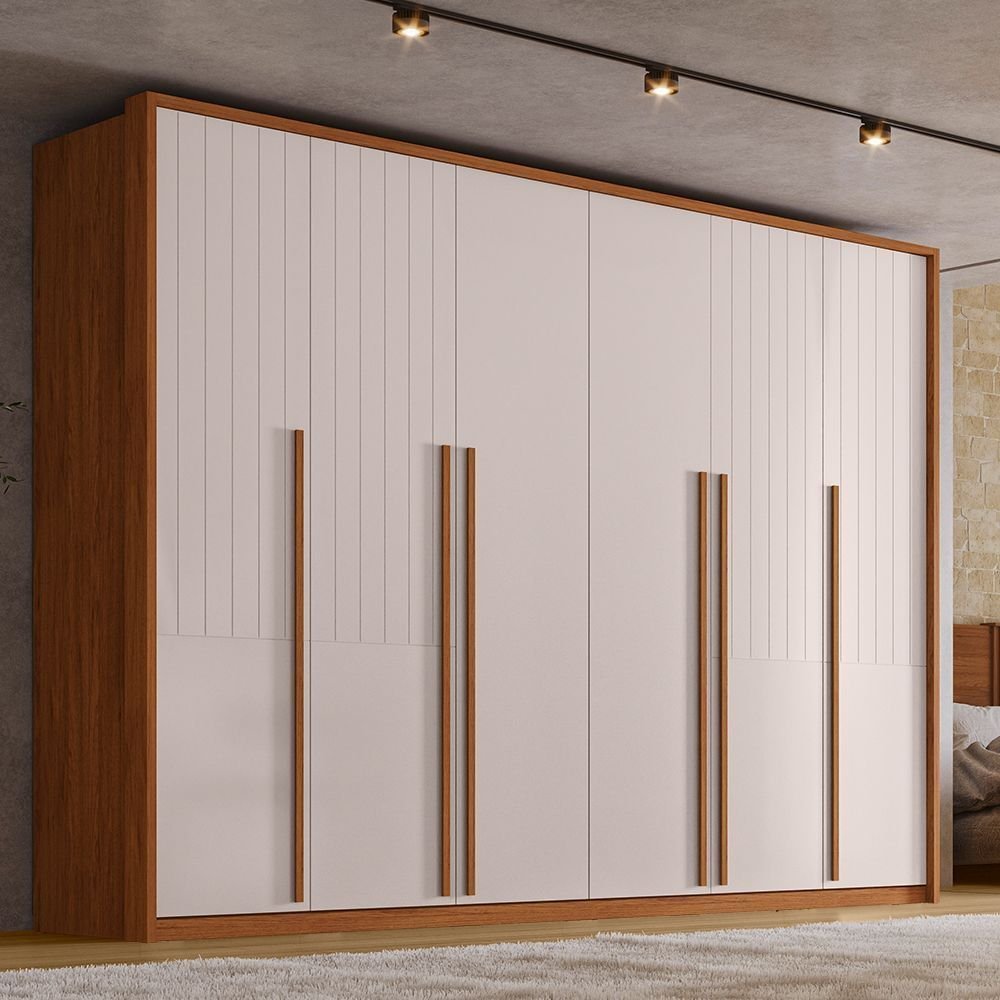 Shopee – Guarda-Roupa Casal com Frisado 6 Portas 6 Gavetas Suburban Gold 100% MDF Espresso Móveis Não
