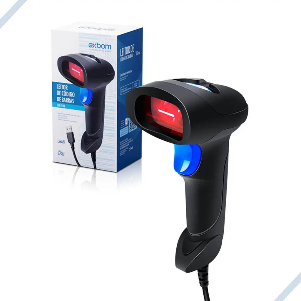 Leitor De Codigo De Barras Com Fio Exbom Lcb-180 Cabo USB 110V/220V