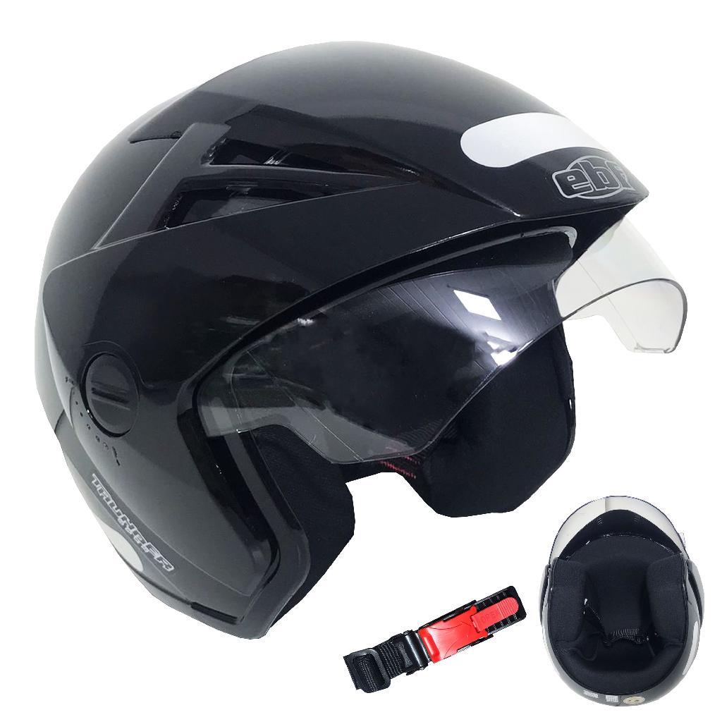 Capacete Ebf Thunder Open Solid Preto Bilhante Tamanho 58
