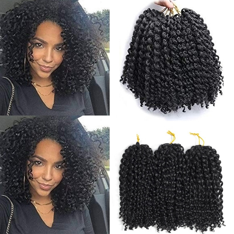 8 Polegadas Afro Kinky Curly Crochet Torção Trança De Cabelo Ombre Kanekalon Malibob Extensões Sintético Para As Mulhere