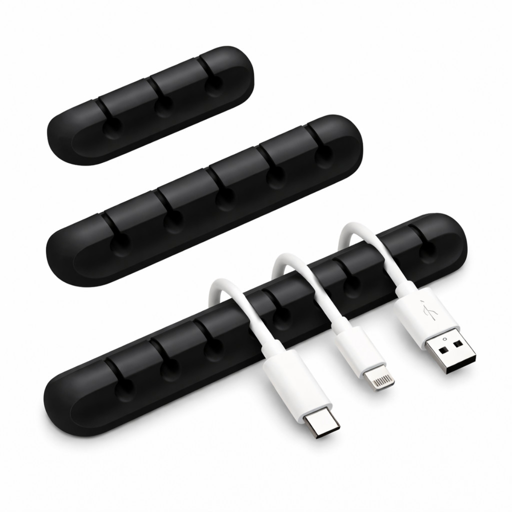 Kit 3 Organizadores Fios Mesa Adesivo 3 5 7 Cabos Escritório