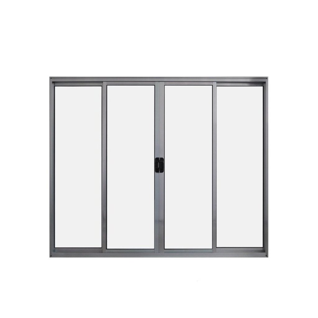 Janela de Alumínio de Correr 100x200cm 4 Folhas Hale Esquadrias Prata Prata