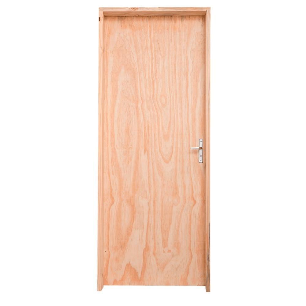 Kit Porta de Madeira Pinus Grantok M12 Interna, Abertura à Esquerda 213x76 cm