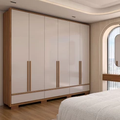 Guarda-Roupa Casal Hill 6 Portas 3 Gavetas 100% Mdf Freijó Trend/Off White Tx - Panorama Móveis