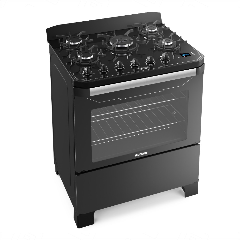 Fogão 5 Bocas Itatiaia Itamaster Digital Forno de 101L Painel Digital Preto - Bivolt 