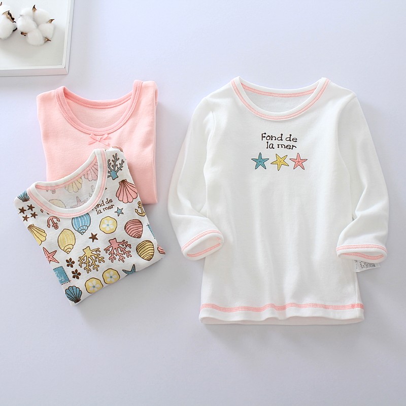 3 peças meninas roupas de outono manga comprida camiseta puro algodão bebê menina crianças camisa de fundo estilo japonê