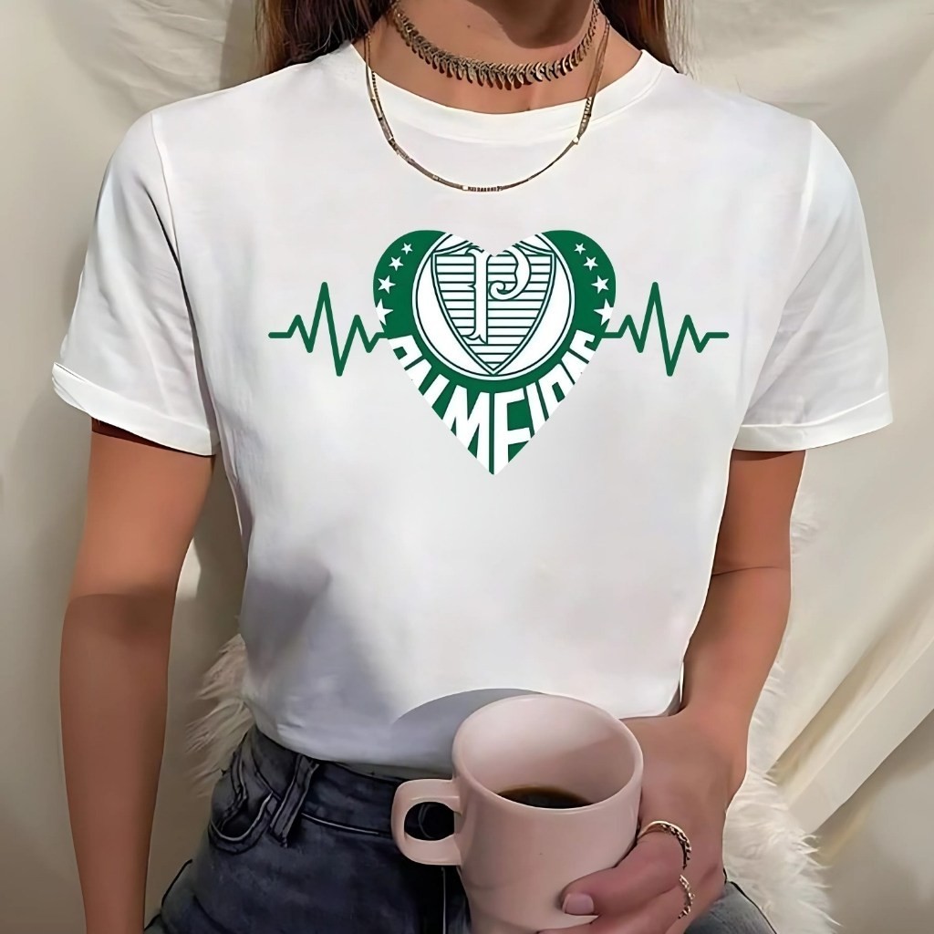 Camisa camisa blusa Palmeiras Feminina Blusa 100%algodão