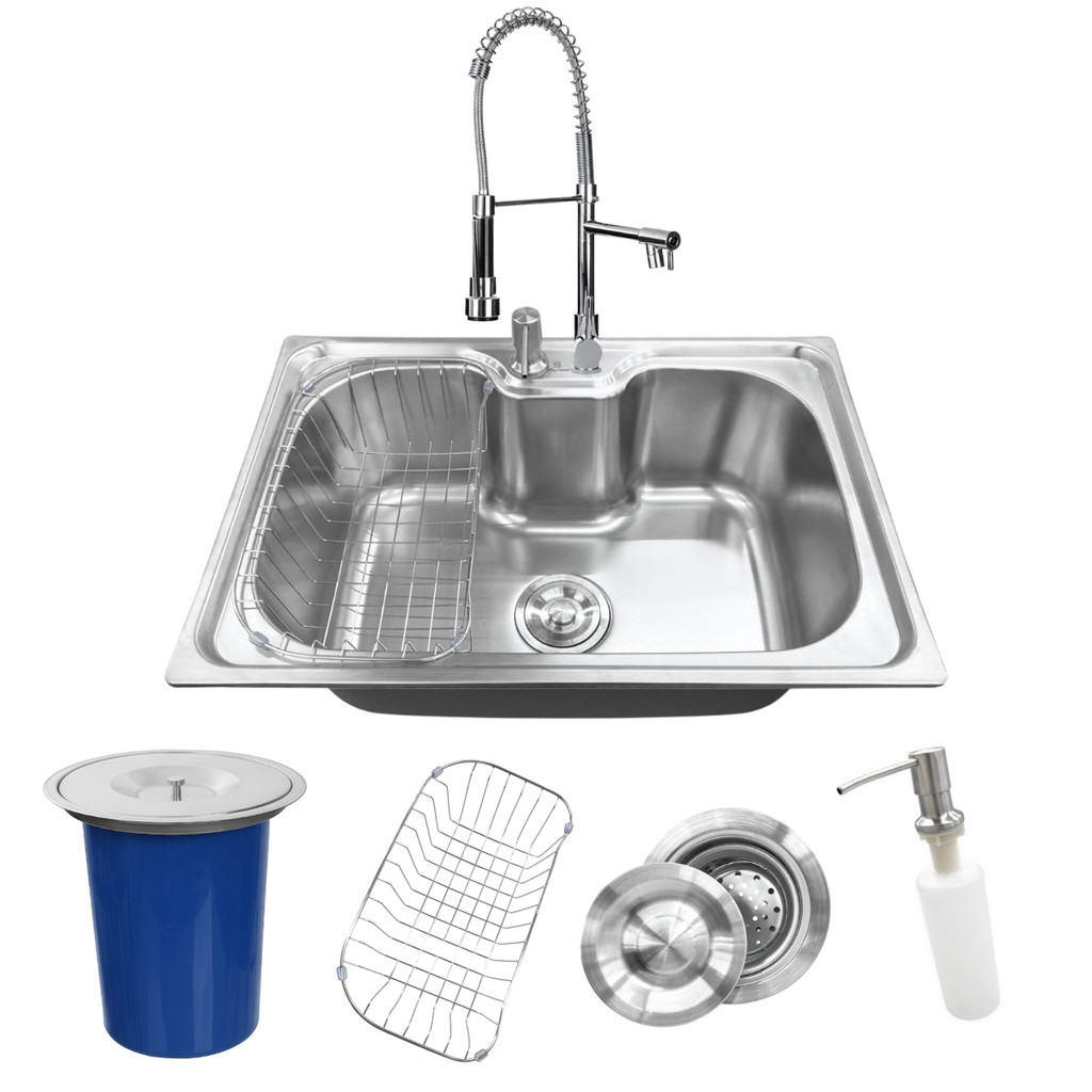 Cuba Gourmet Cozinha Inox 60x42cm Kit com Lixeira 8L Torneira Dispenser e Cesto