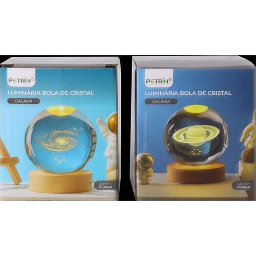 Luminaria Projetor Bola Cristal Galaxia Led Rotativa Decorativa Ambiente Relaxamento