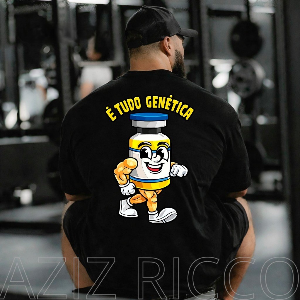 [Camiseta Vintage Masculina Algodão]HYP Camiseta Oversized Academia É Tudo Genética T-shirt 100% algodão Premium