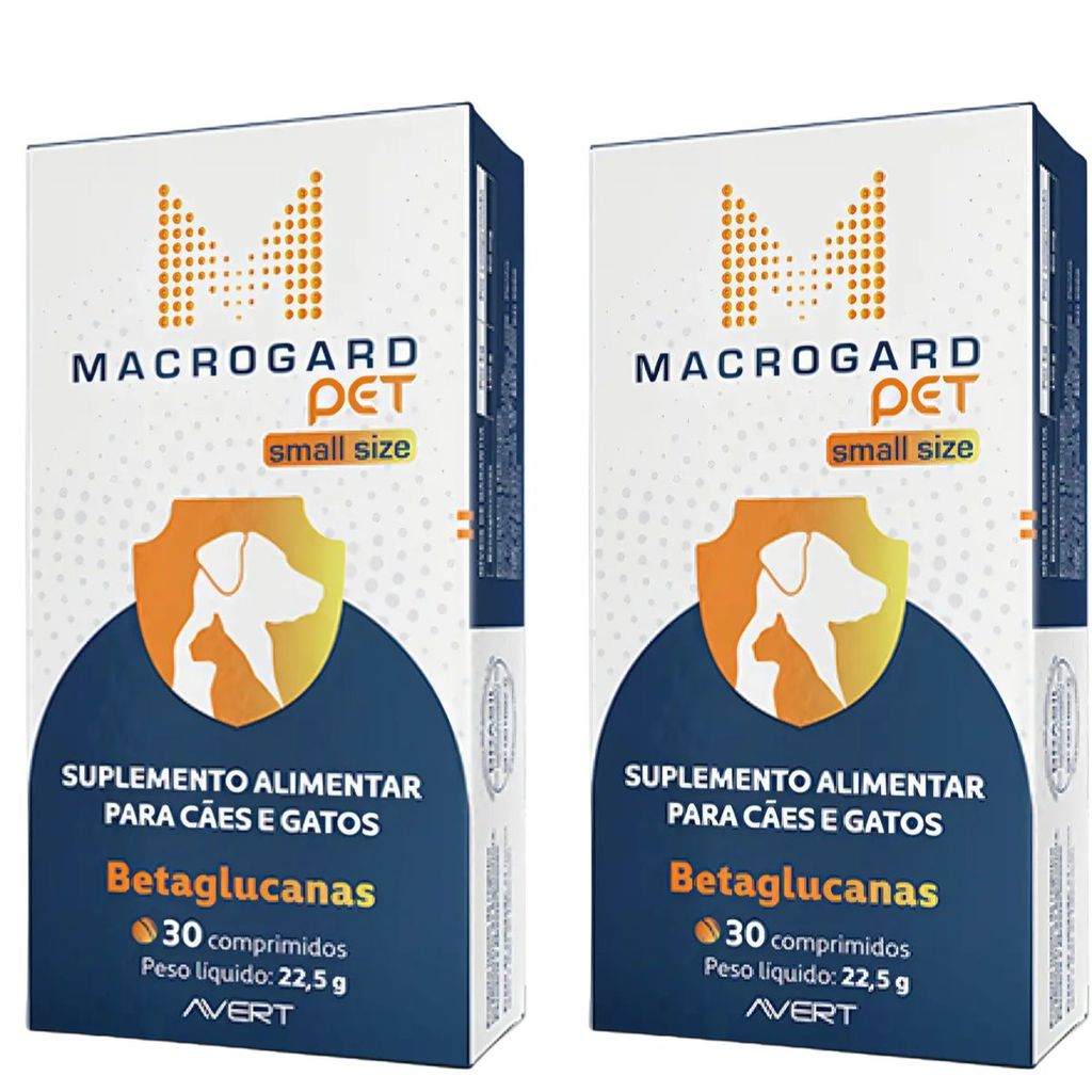 Kit 2 Macrogard Pet Small Size 30 Comprimidos Betaglucanas