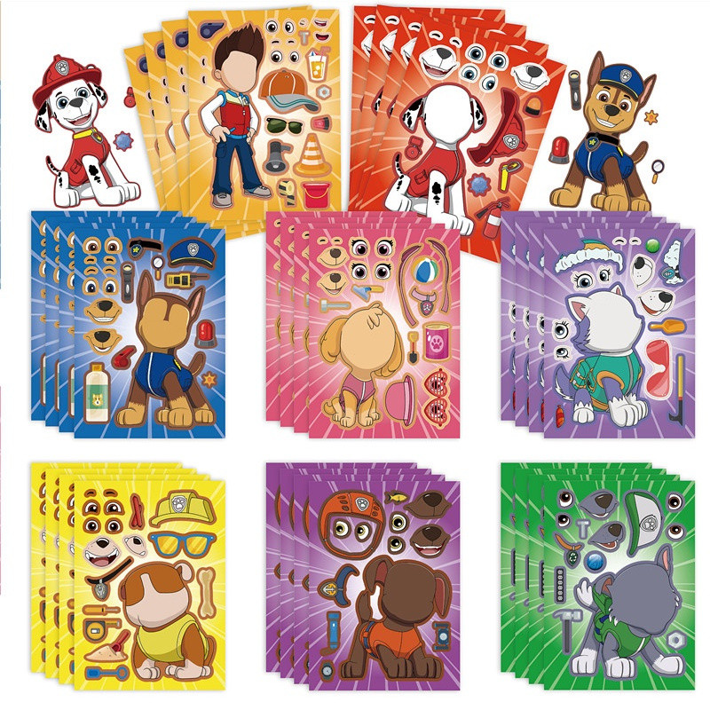 16pcs/Lot PAW Patrulha Faça Seu Próprio Quebra-Cabeça De Cara Você Mesmo Brinquedos Infantis