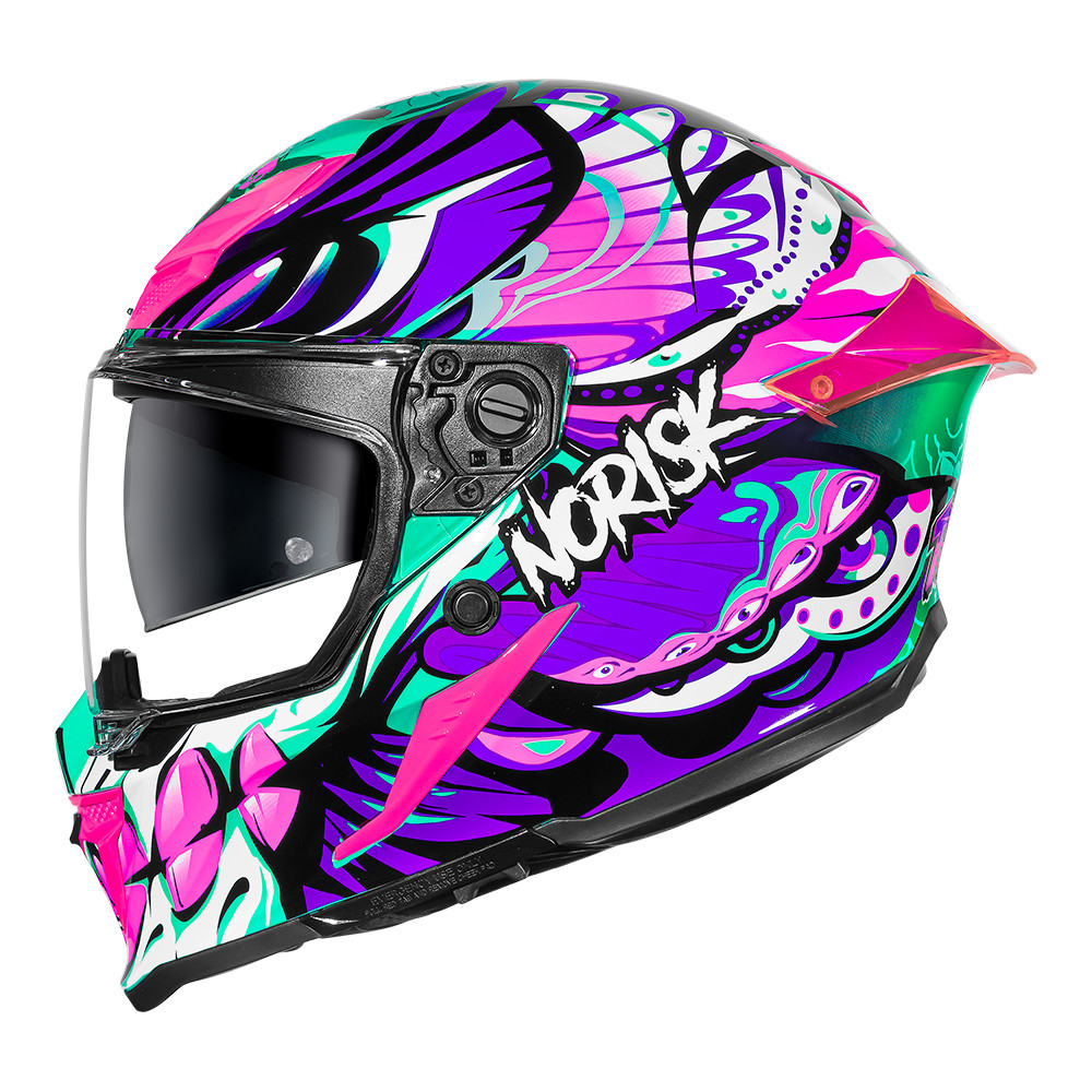 Capacete Moto Feminino Norisk Rock Butterfly Rosa Oculos