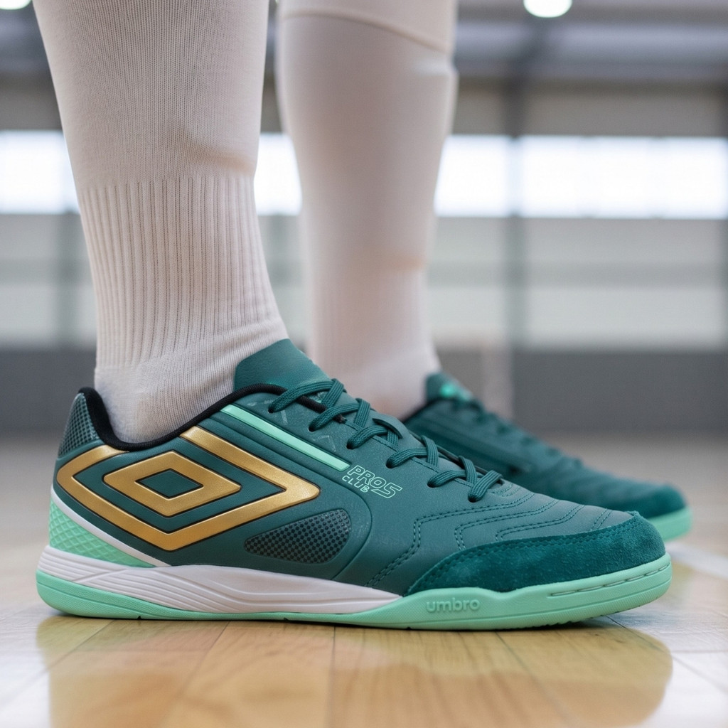 Chuteira Futsal Umbro Pro 5 Bump Club Bright Esmerald Original Conforto Amorteci
