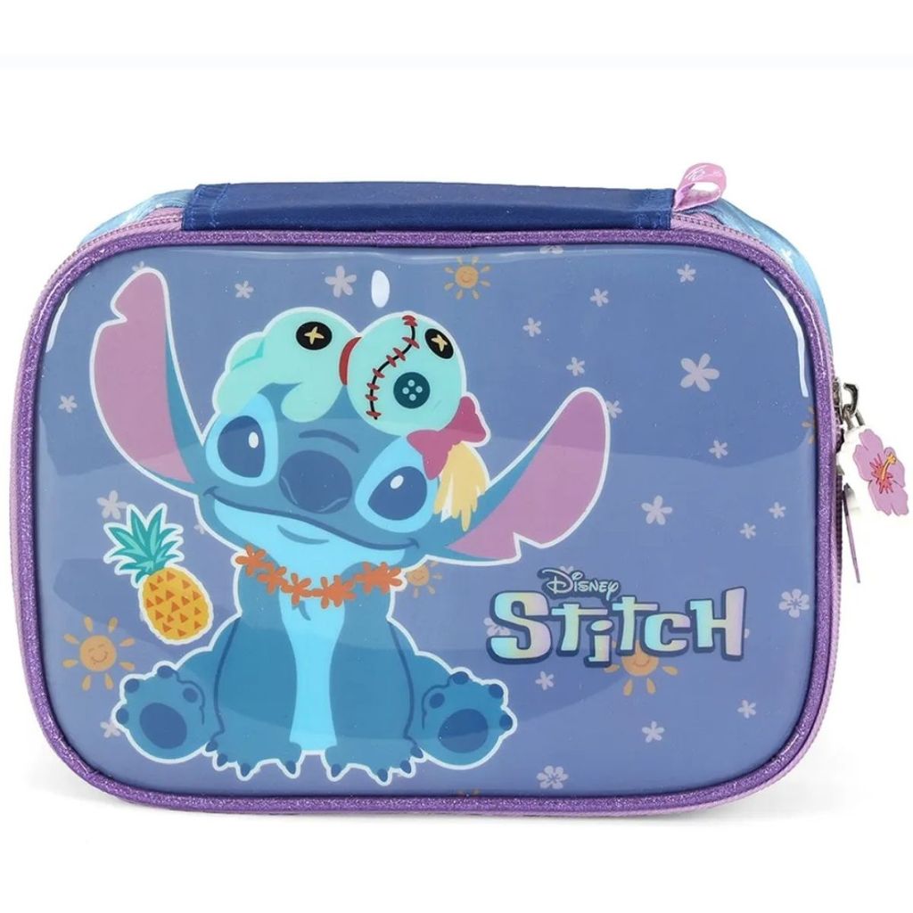 Estojo Box Escolar Infantil Stitch Scrump Disney Violeta Luxcel