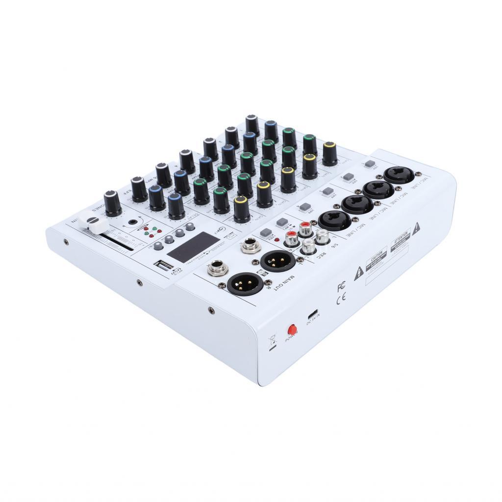 freelover-BR Mini mixer de som de 6 canais controlador de DJ com BT MP3 Player 48V Phantom Power Amplificador de