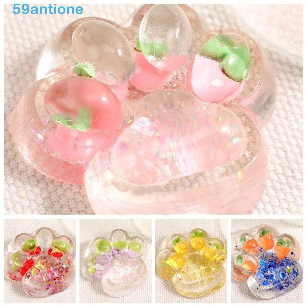 ANTIONE Fruit Cat Squeeze Toy , Brinquedo Macio Transparente De Desenho Animado De Pitada De Gato De Silicone Para Amass