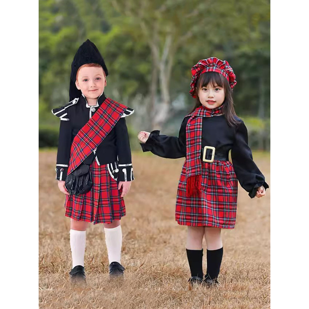 Halloween crianças trajes tradicionais escocês meninos meninas frota cerimonial britânica pequenos soldados jogar desemp