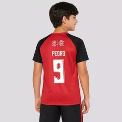 Camisa Flamengo Principia Juvenil Preta e Vermelha 9 Pedro