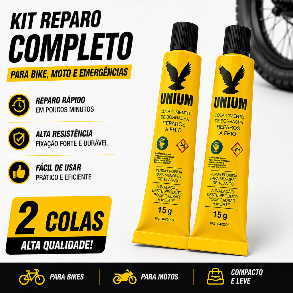 Kit 2 Colas Para Remendo A Frio P/ Câmara Ar Bike Moto Unium
