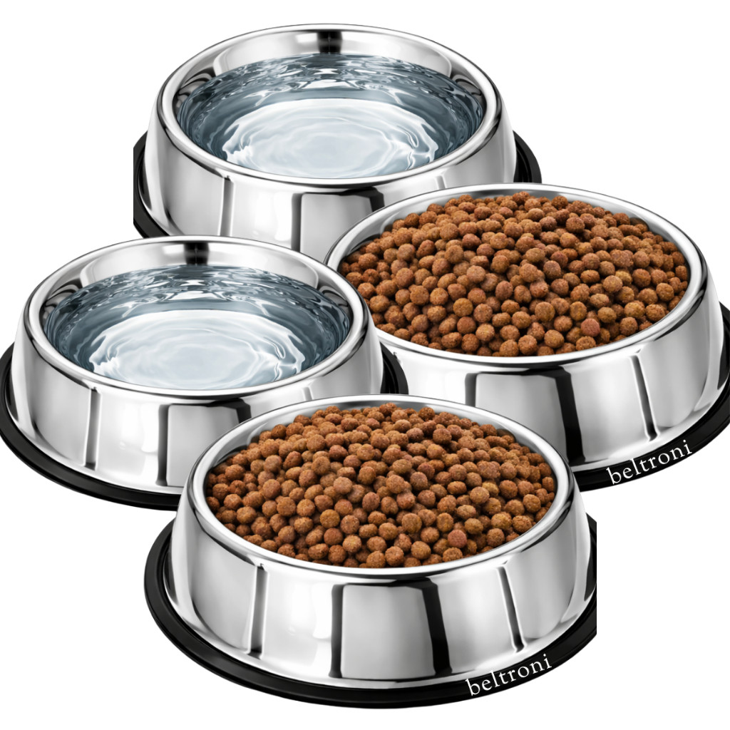 4 Potes Inox Pet Grandes Cachorro Gatos Tigela 900ML Cada Comedouro Base Antiaderente