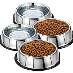 4 Potes Inox Pet Grandes Cachorro Gatos Tigela 900ML Cada Comedouro Base Antiaderente