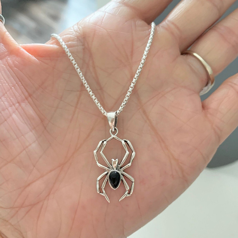 Bonito Aranha Animal Pingente Colar Para Meninas Cor Prata Corrente Estilo Y2K Feminino Masculino Casal Pescoço Acessóri