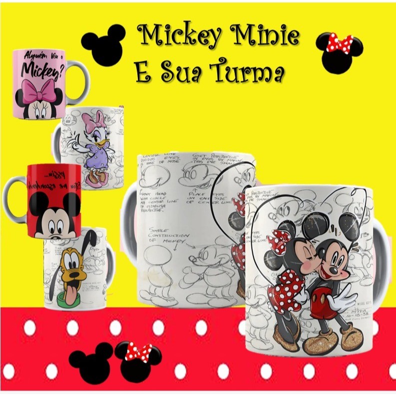 Caneca Xícara Personalizada - Com Nome Mickey Minnie Turma Margarida Donald Pateta Stitch Pooh Disney