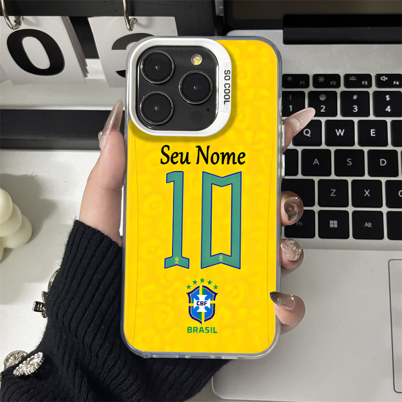 Capinha Capa personalizado Brasil Número 10 ​Para iPhone 11 13 12 15 16 pro max 16 8 Plus capinha anti impacto