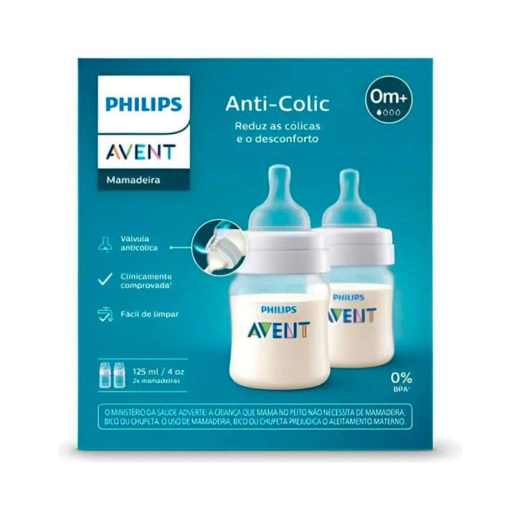Kit Mamadeira Philips Avent Anti Colic 0+ Meses 125ml 2 Unidades
