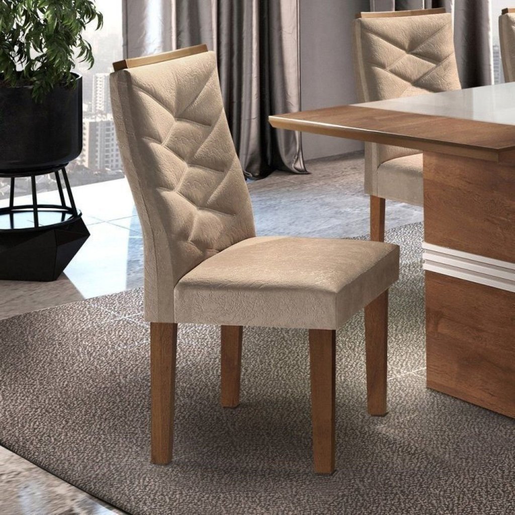 Conjunto 6 Cadeiras para Sala de Jantar Estofadas MDF Chocolate Germany Chocolate · foto 2