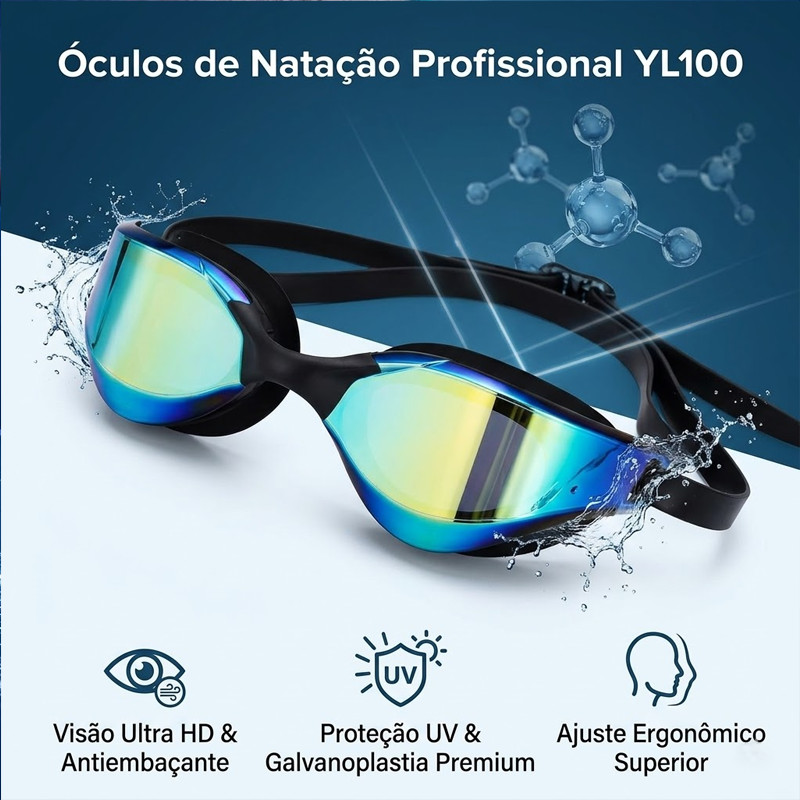Óculos de natação para unissex óculos de natação HD espelhados antiembaçantes e anti-UV para adultos