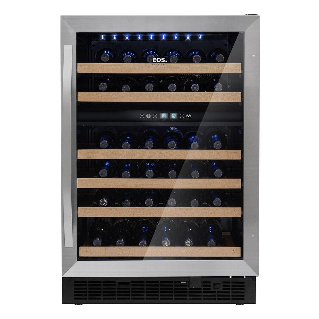 Imagem Adega Climatizada de Embutir 51 Garrafas EOS Premium Dual Zone com Compressor e Porta Vidro e Inox ECE155A 220V