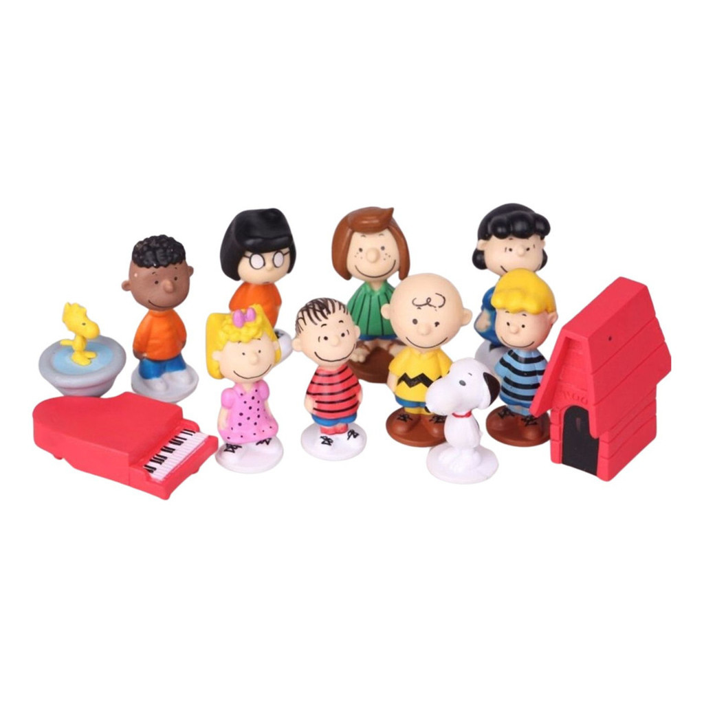 10 Miniaturas Bonecos Action Figures Peanuts Snoopy E Amigos
