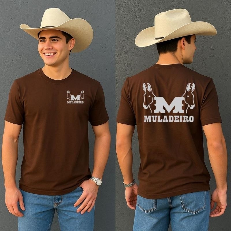 Camiseta Masculina Muladeiro 100% Algodão Camisa Personalizada Unissex Estampada Country Cavalgada