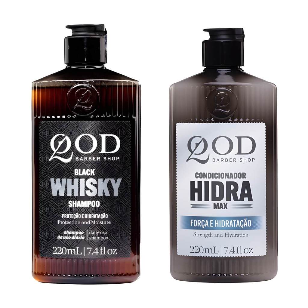 Kit Shampoo Whiskey + Condicionador Hidra Max QOD 220ml - Cabelo e Barba