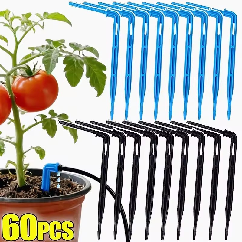 Tubo De Gotejamento De Plantas Que Economiza Água-90 ° Gotejador De Ponta De Seta Curva-Estaca Mangueira De 4/7 Mm-Emiss