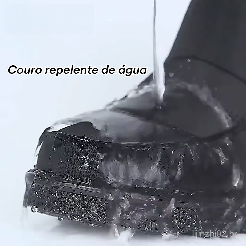 Detalhes do Botas de Neve Femininas de Inverno Cano Alto Impermeáveis de Couro Casual Leves e Quentes MTYK