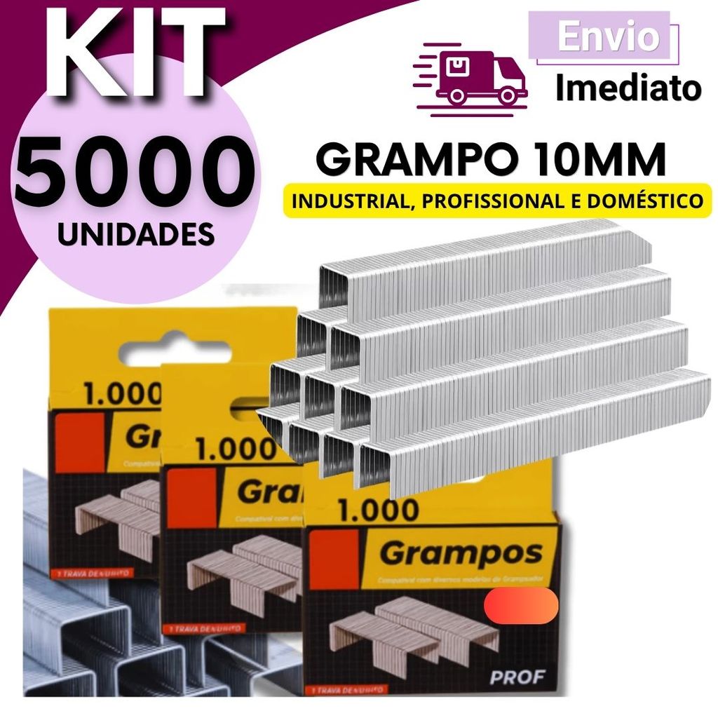 Kit Grampos de 10mm com 1000 2000 3000 ou 5000 Peças Refil Grampeador Forte Escritório Escola