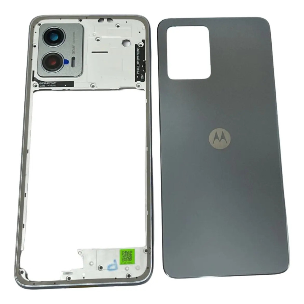 Carcaça Aro Lateral + Tampa Traseira Para Motorola G53 Prata Prateado