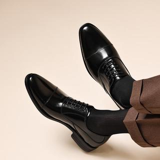 Sapatos masculinos de couro de três articulações, roupa Formal de negócios, couro genuíno, sapatos Derby, couro enverniz