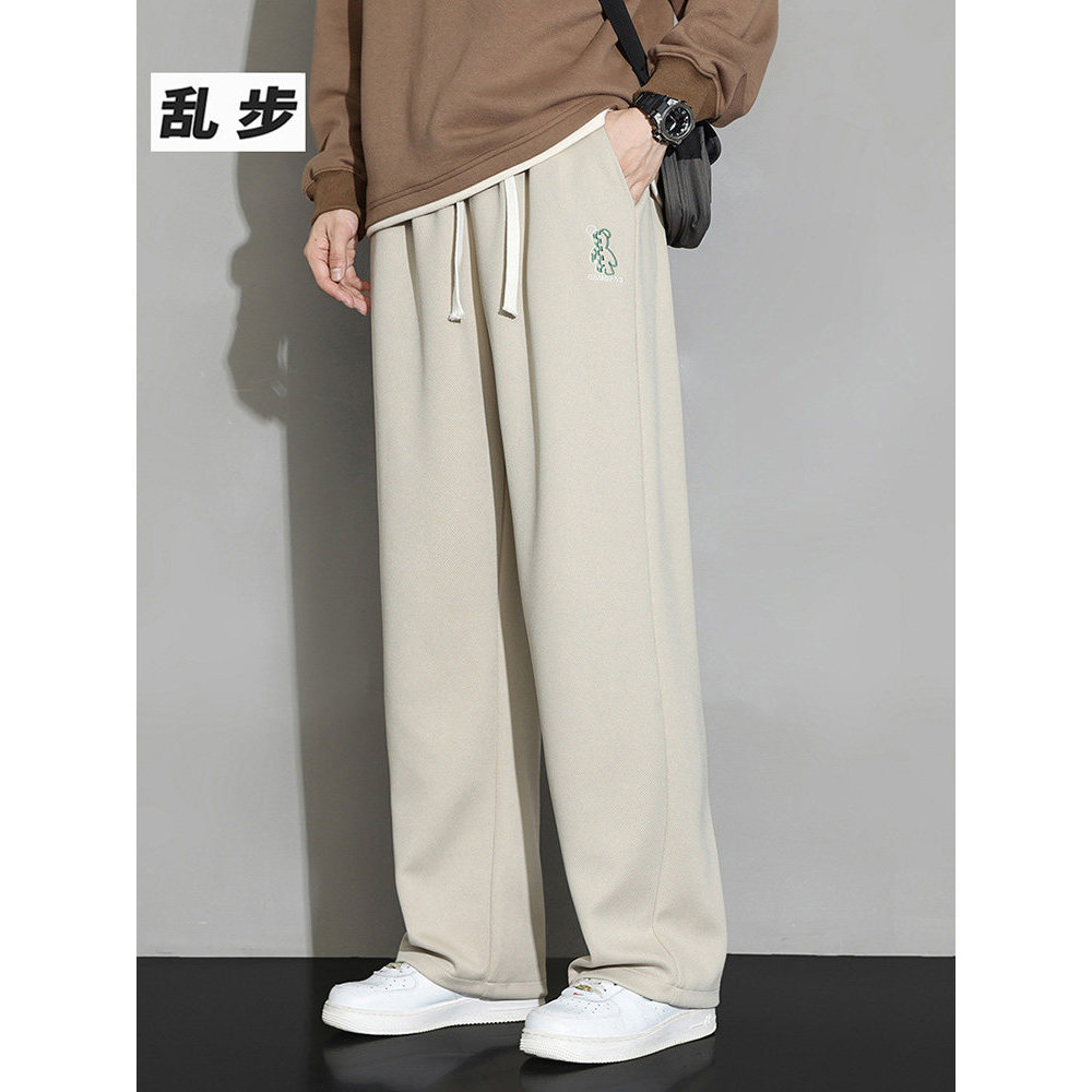 Jovens estudantes Drape calças verão novo solto em linha reta Sweatpants Street Wear perna larga esportes calças casuais