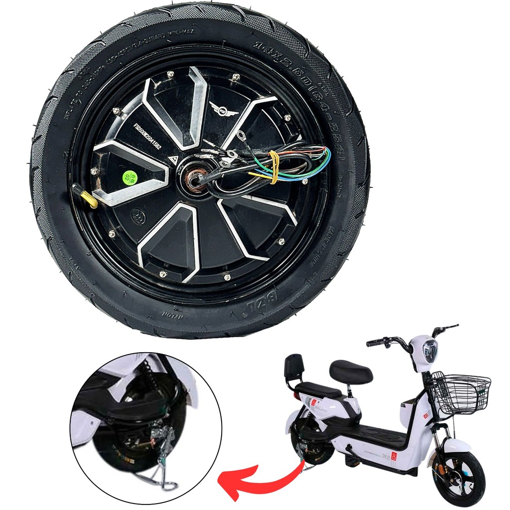 Motor 500w Aro 10 Com Pneu 14x2.50  Scooter Bicicleta Eletrica WeHawk Smartway Fly Happy Smart Ecobikes Gicin