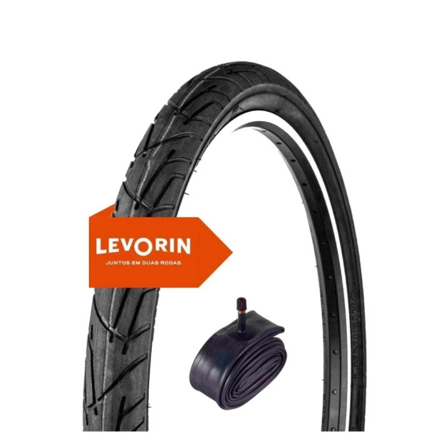 Pneu Levorin Praieiro 26 x 1.95 Slick Urbano Litoral + Câmara de Ar Válvula Grossa Bike Aro 26
