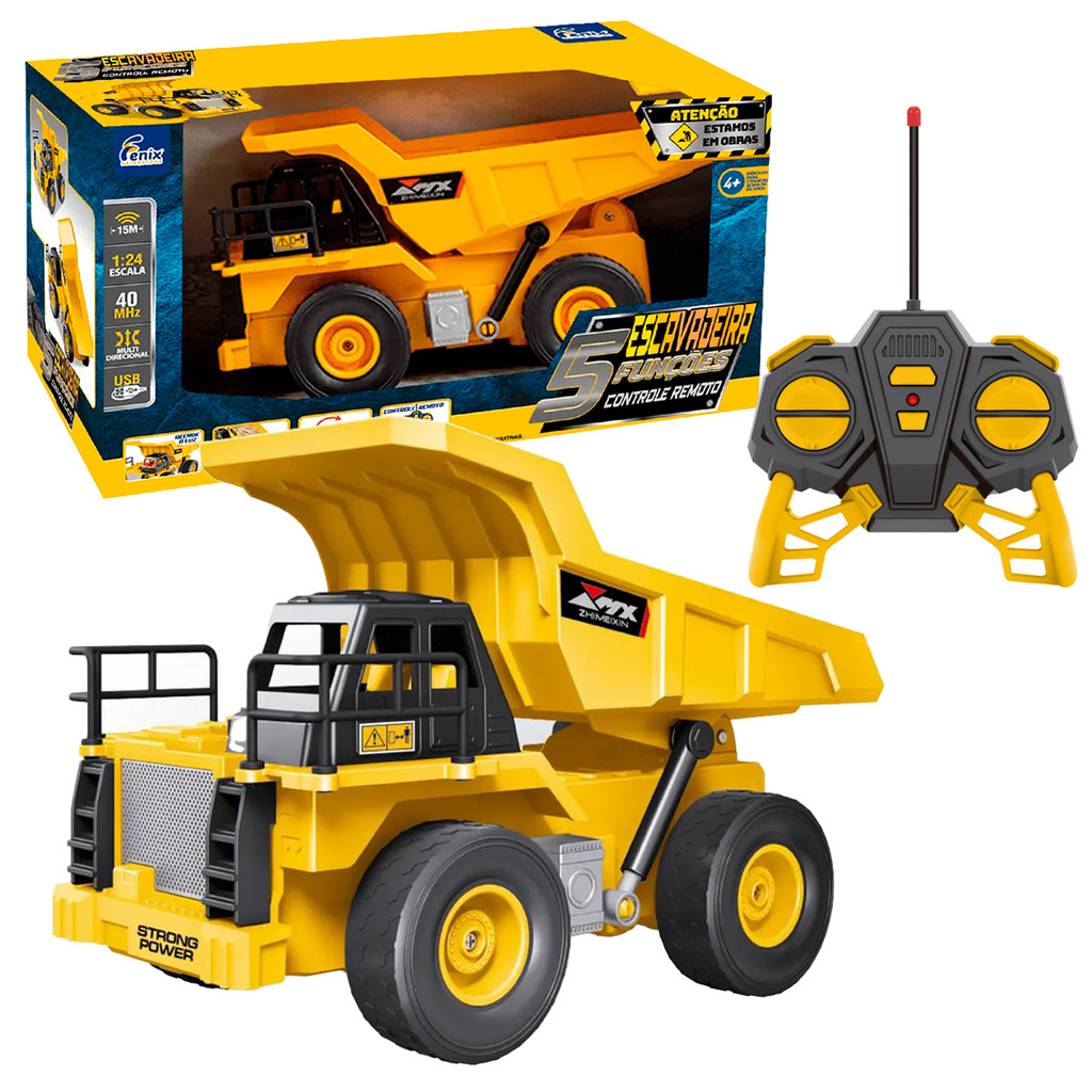 Caminhão De Carga Basculante Controle Remoto Escala 1:24 Caçamba Articulada - Fênix Brinquedos