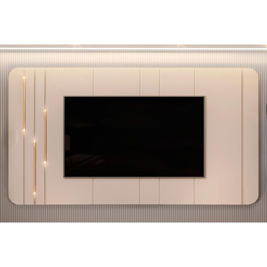 Painel Home p/ TV até 75 Polegadas Celine 100% MDF c/ Led 241x132cm Off White - DJ Móveis