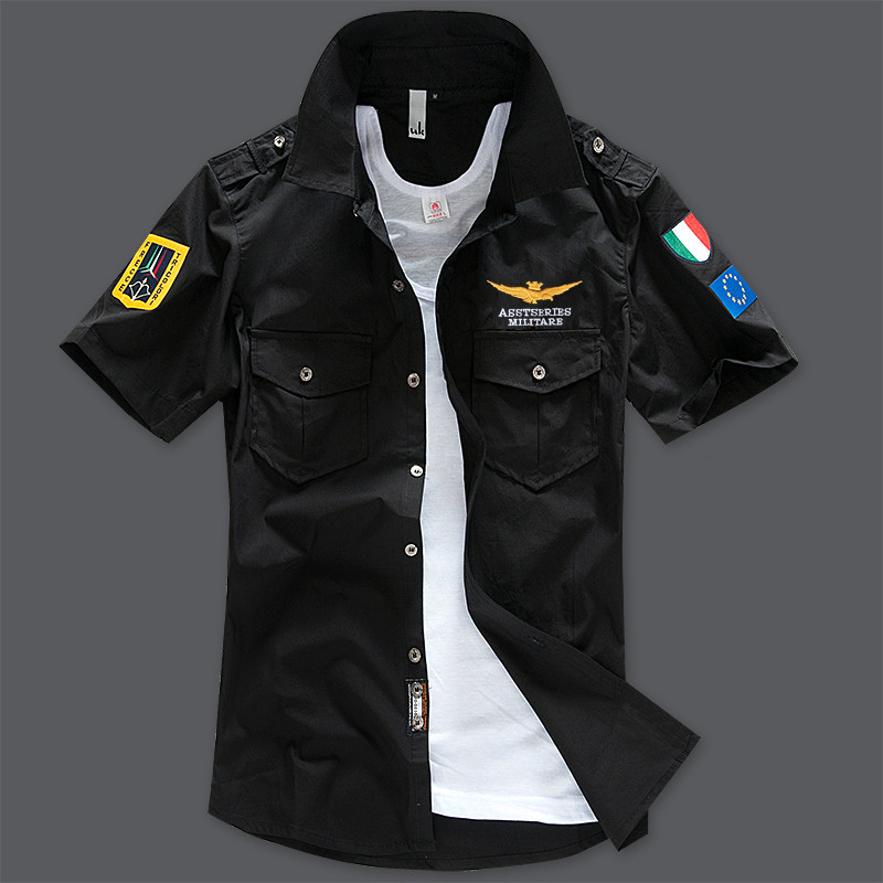 Camisa Casual de manga curta para voo da força aérea, camisa masculina jovem de tamanho grande, camisa de trabalho em po