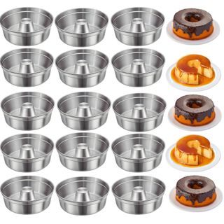 Kit 15 Forma de Bolo N 22 Pudim Pequeno Redonda  Assadeira Padaria Cone de Aluminio Redonda