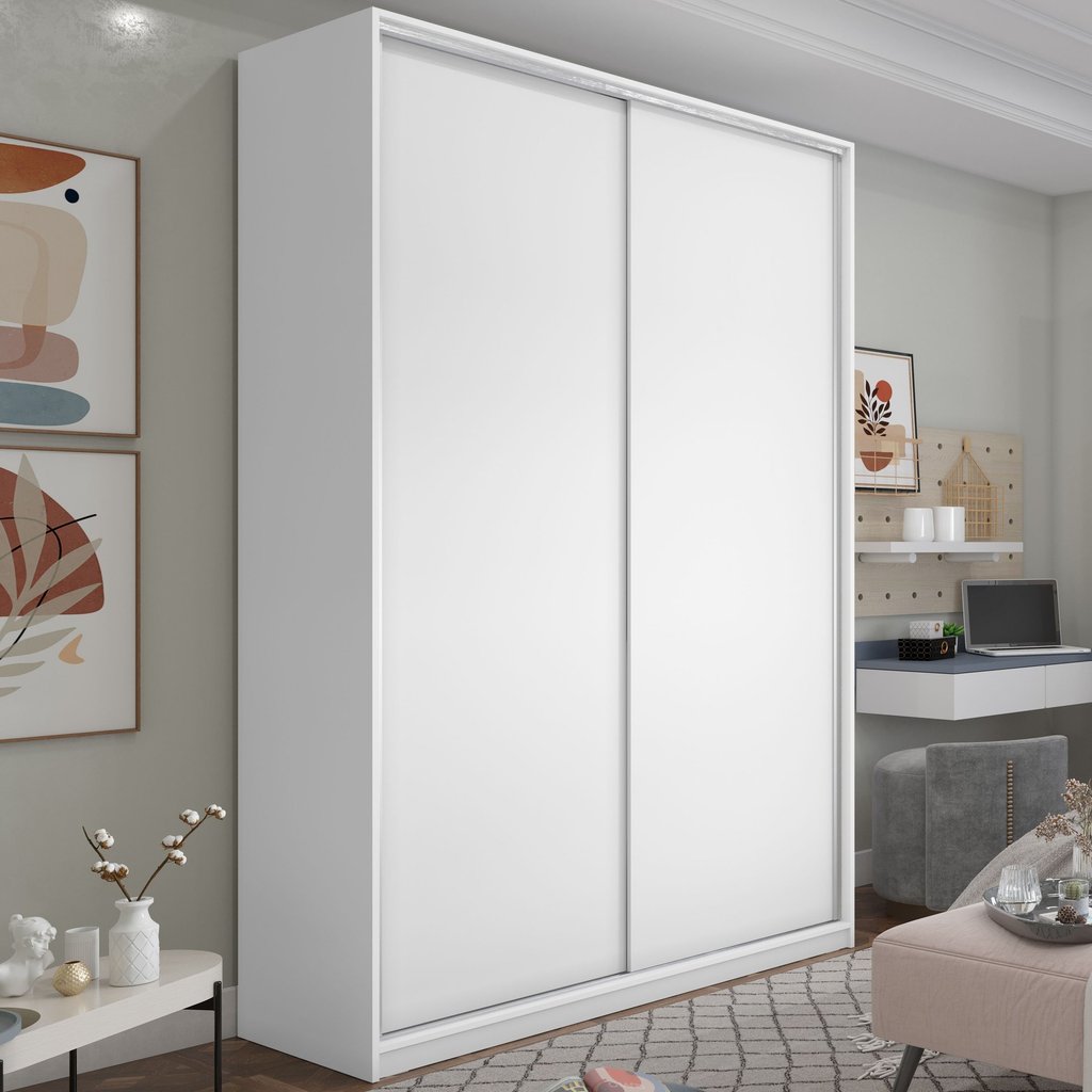 Guarda Roupa Solteiro 100% MDF BP com 2 Portas Zermatt Branco